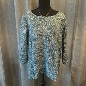 Blue Patterned Soft Surroundings Blouse